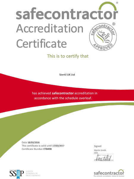 Safe Contractor Certificate 