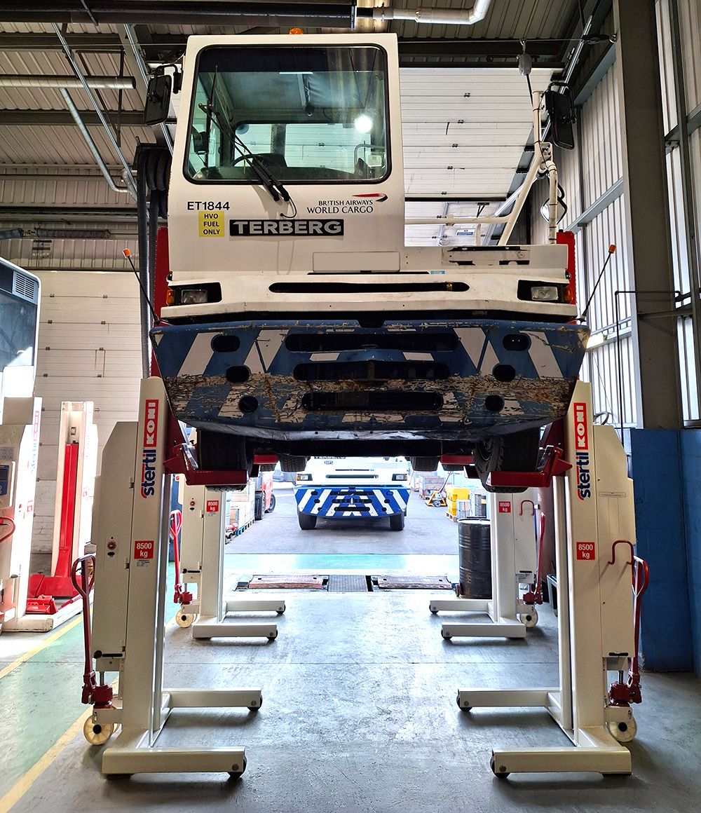 TMS using Stertil-Koni lifts at Heathrow workshop